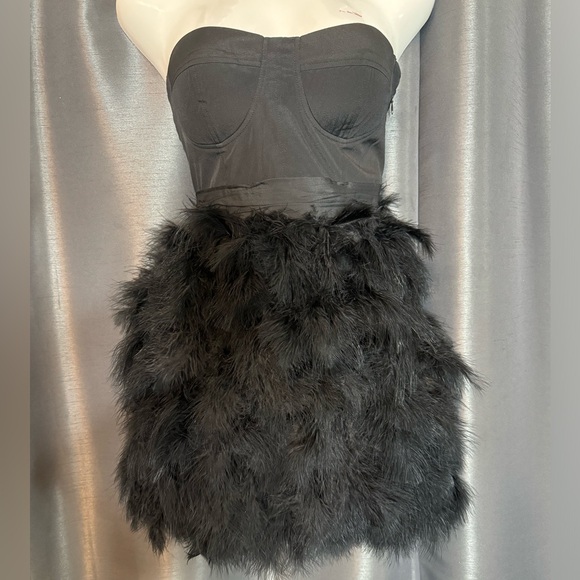 Asos Feather Skirt Strapless Dress - Picture 2 of 7